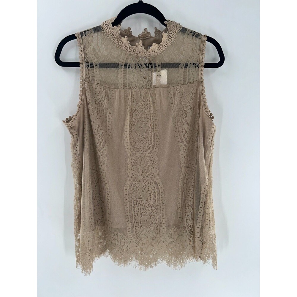Women's Notations Sleeveless High-neck Lace Sleeveless Top Size L